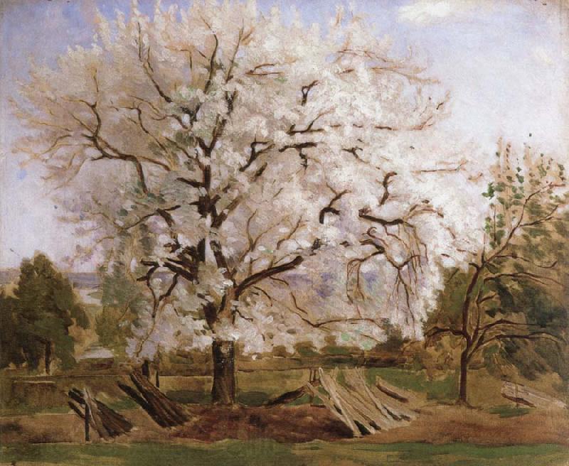 Carl Fredrik Hill apple tree in blossom Norge oil painting art